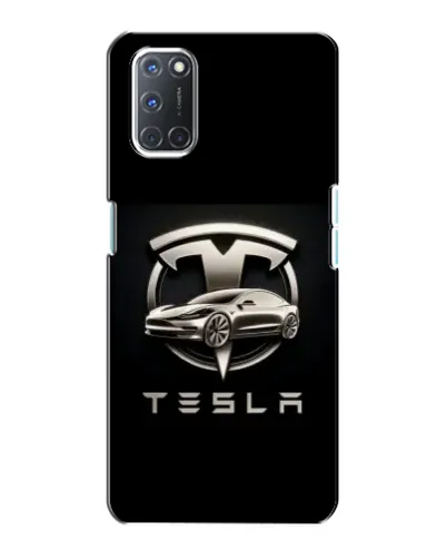 Чехол для OPPO A72 с картинкой «Tesla — серебристое авто»