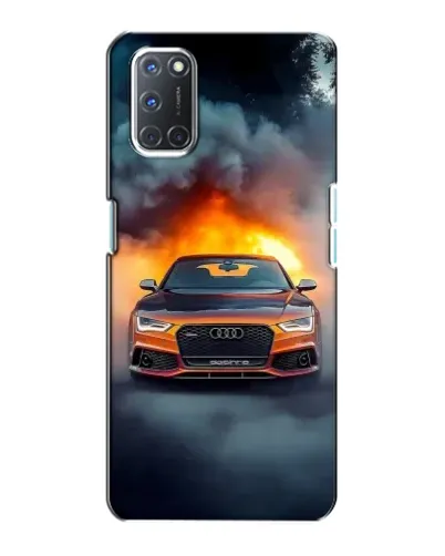Чехол для OPPO A72 с картинкой «Audi в огненном дыму»