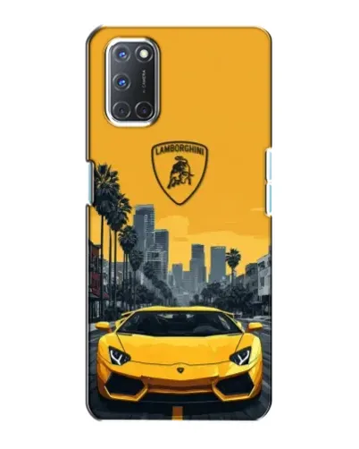 Чехол для OPPO A72 с картинкой «Желтый Lamborghini город»