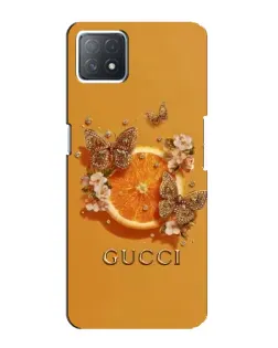 Чехол для OPPO A73 (5G) с картинкой «Gucci — золотые бабочки»