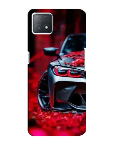 Чехол для OPPO A73 (5G) с картинкой «Спортивная BMW и цветы»