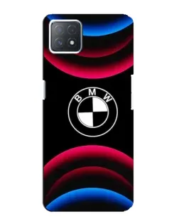 Чехол для OPPO A73 (5G) с картинкой «Логотип BMW и неоновые дуги»