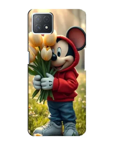Чехол для OPPO A73 (5G) с картинкой «Микки с тюльпанами»