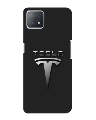 Чехол для OPPO A73 (5G) с картинкой «Стальной логотип Tesla»