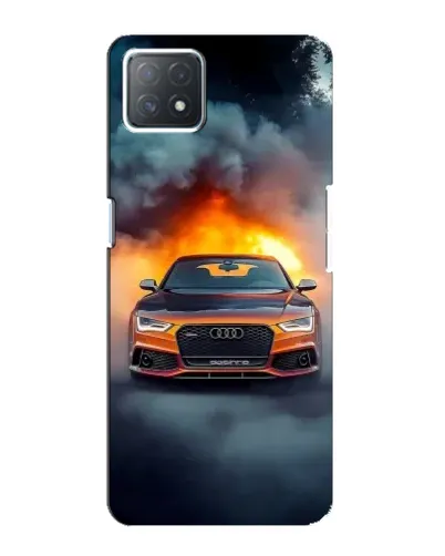 Чехол для OPPO A73 (5G) с картинкой «Audi в огненном дыму»