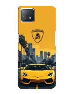 Чехол для OPPO A73 (5G) с картинкой «Желтый Lamborghini город»