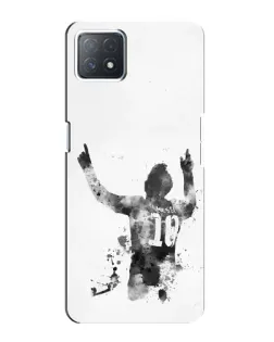 Чохол для OPPO A73 (5G) з картинкою «Чорно-білий силует Мессі»