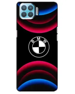 Чехол для OPPO A73 с картинкой «Логотип BMW и неоновые дуги»