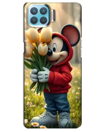 Чехол для OPPO A73 с картинкой «Микки с тюльпанами»