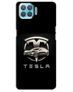 Чохол для OPPO A73 з картинкою «Tesla — срібне авто»