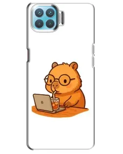 Чехол для OPPO A73 с картинкой «Капибара с ноутбуком»