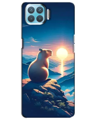 Чехол для OPPO A73 с картинкой «Закат солнца с капибарой»