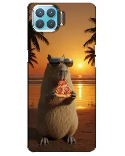 Чехол для OPPO A73 с картинкой «Капибара с пиццей»