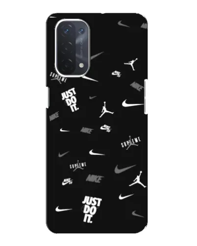 Чехол для OPPO A74 (5G) с картинкой «Nike Black Pattern»