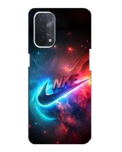 Чехол для OPPO A74 (5G) с картинкой «Огненный логотип Nike»
