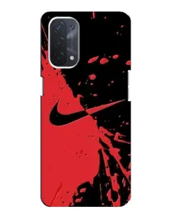 Чехол для OPPO A74 (5G) с картинкой «Красные брызги Nike»