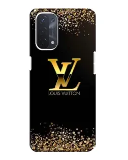 Чехол для OPPO A74 (5G) с картинкой «LV — золотые искры»
