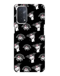 Чехол для OPPO A74 (5G) с картинкой «Черный паттерн Kuromi»