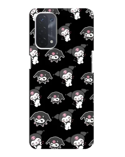Чехол для OPPO A74 (5G) с картинкой «Черный паттерн Kuromi»