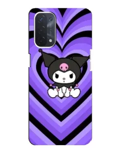 Чехол для OPPO A74 (5G) с картинкой «Kuromi и фиолетовые сердца»