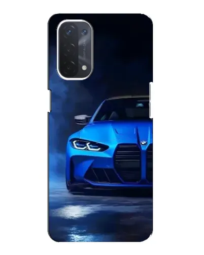 Чехол для OPPO A74 (5G) с картинкой «Голубая BMW M4»