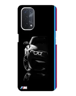 Чехол для OPPO A74 (5G) с картинкой «Силуэт BMW в темноте»