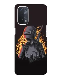Чехол для OPPO A74 (5G) с картинкой «PUBG — огненный силуэт»