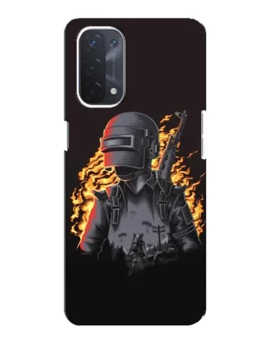 Чехол для OPPO A74 (5G) с картинкой «PUBG — огненный силуэт»