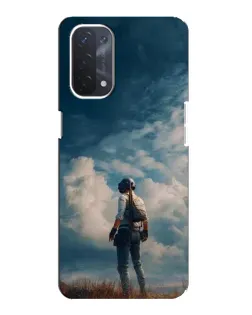 Чехол для OPPO A74 (5G) с картинкой «Герой PUBG на скале»