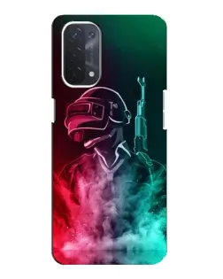 Чехол для OPPO A74 (5G) с картинкой «PUBG — огненный воин»