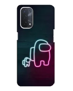 Чехол для OPPO A74 (5G) с картинкой «Among Us неон-арт»