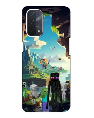 Чехол для OPPO A74 (5G) с картинкой «Эндермен в лесу»