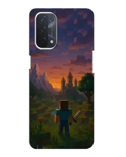 Чехол для OPPO A74 (5G) с картинкой «Стив у башни»