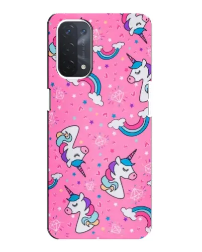 Чехол для OPPO A74 (5G) с картинкой «Unicorn паттерн розовый»