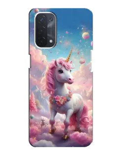 Чехол для OPPO A74 (5G) с картинкой «Единорог среди облаков»