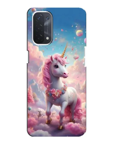 Чехол для OPPO A74 (5G) с картинкой «Единорог среди облаков»