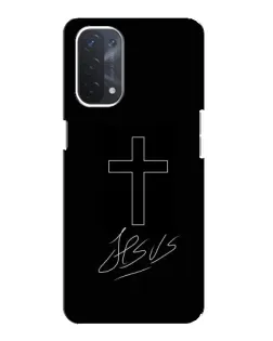 Чехол для OPPO A74 (5G) с картинкой «Графический крест Jesus»