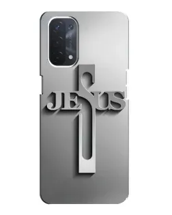 Чехол для OPPO A74 (5G) с картинкой «Металлический крест Jesus»