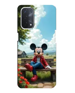 Чехол для OPPO A74 (5G) с картинкой «Микки на скамейке»