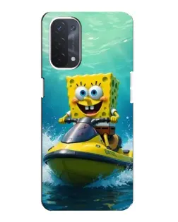 Чехол для OPPO A74 (5G) с картинкой «Спанч Боб на гидроцикле»