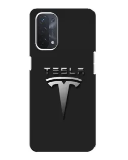 Чехол для OPPO A74 (5G) с картинкой «Стальной логотип Tesla»
