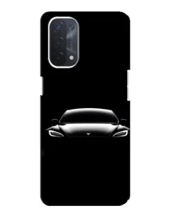 Чехол для OPPO A74 (5G) с картинкой «Фары Tesla Night»