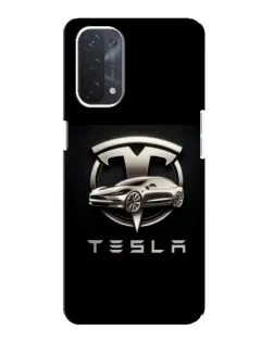 Чехол для OPPO A74 (5G) с картинкой «Tesla — серебристое авто»