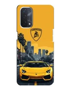 Чехол для OPPO A74 (5G) с картинкой «Желтый Lamborghini город»