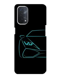 Чехол для OPPO A74 (5G) с картинкой «Голубой силуэт Lamborghini»
