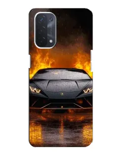Чехол для OPPO A74 (5G) с картинкой «Lamborghini в огне»