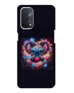 Чехол для OPPO A74 (5G) с картинкой «Stitch в цветах»