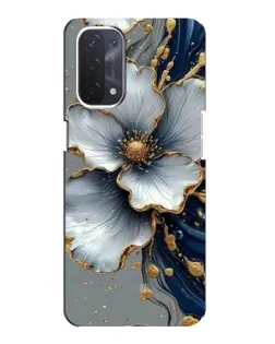 Чехол для OPPO A74 (5G) с картинкой «Белый цветок и золотой флюид»