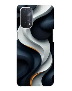 Чехол для OPPO A74 (5G) с картинкой «Объемные черно-белые ленты»