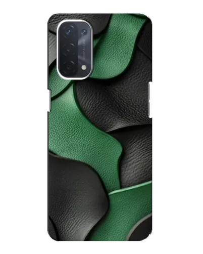Чехол для OPPO A74 (5G) с картинкой «Зеленые кожаные волны»